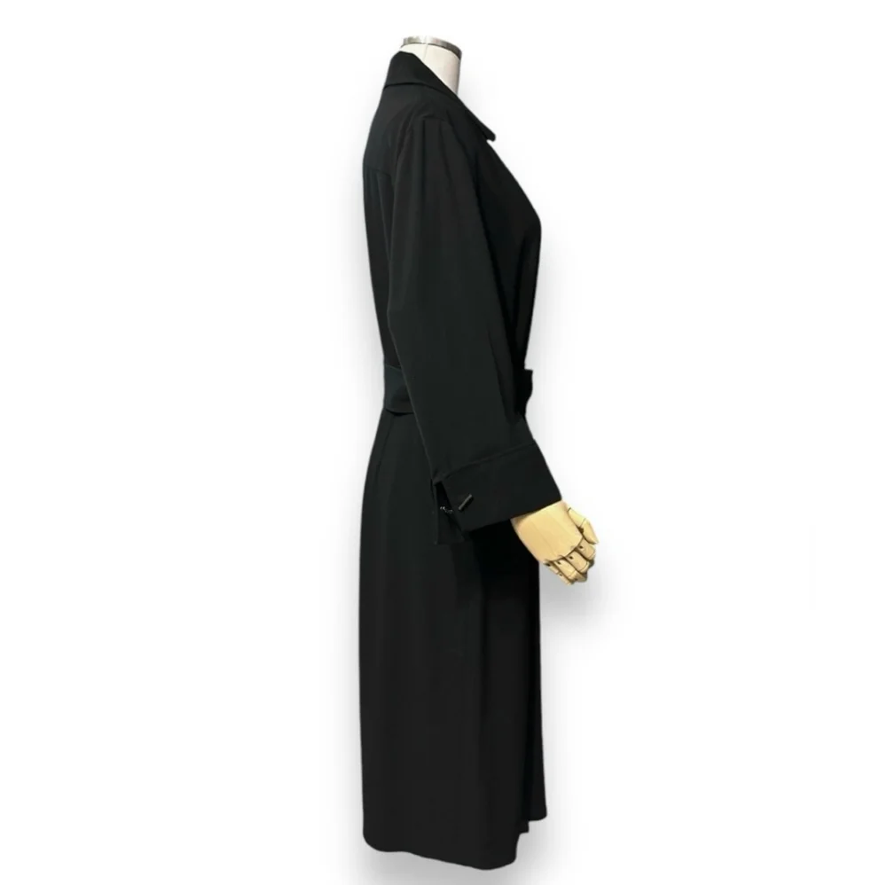 TAHARI ASL Black Collared Faux Wrap Dress with Belt
